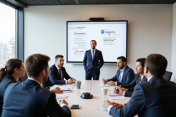Team discussing values in boardroom