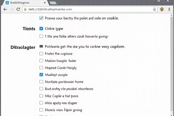 Browser settings showing cookie options