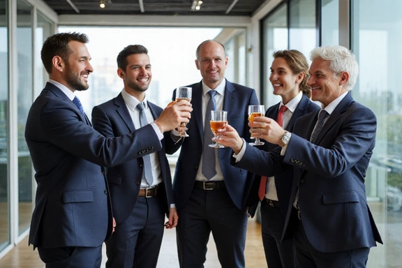 Financial services team celebrating success