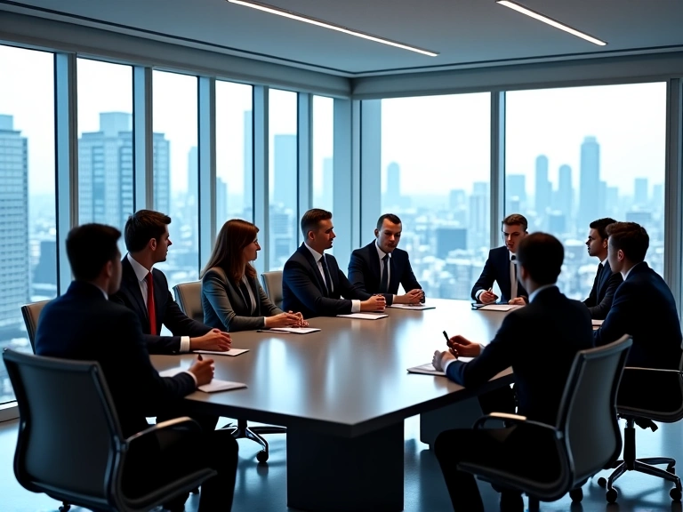Professional team in a boardroom meeting