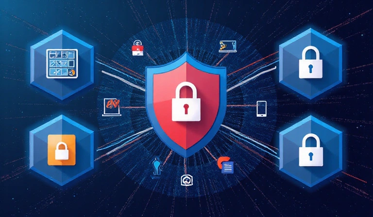 Illustration of data security measures protecting information