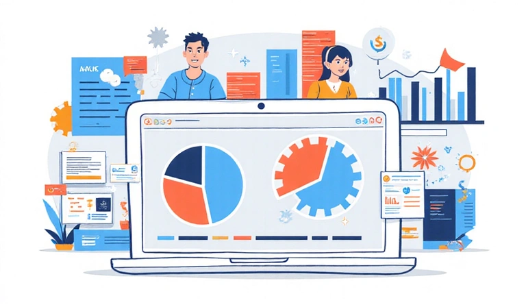 Illustration showing data being used for various business purposes
